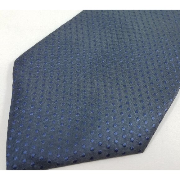 Donna Karan Signature Mens Necktie Silk Blue Dots vintage tie Made in USA - Picture 2 of 5